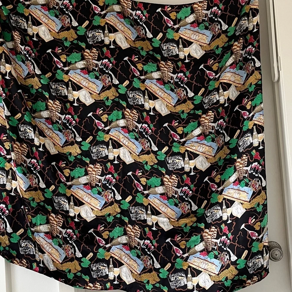 Vintage Nicole Miller Silk Scarf Wine Grape Vineyard Print Large 43x42